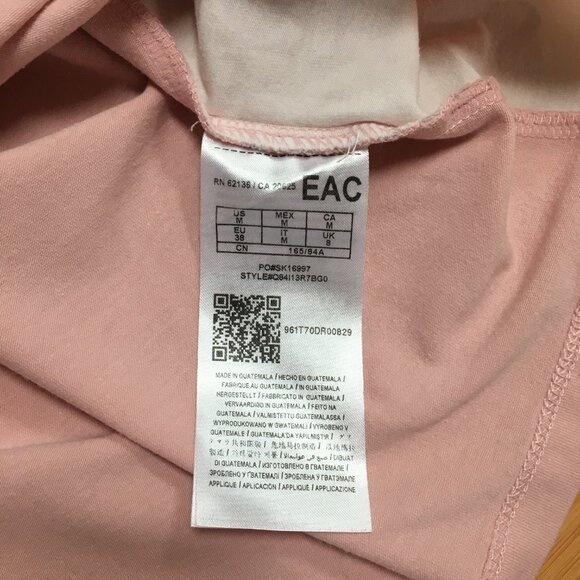 EUC Guess Factory Pink Leann Logo Stripe Crewneck Fitted Short Sleeve Tee - Picture 3 of 3